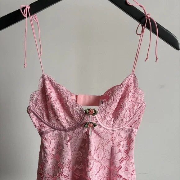 $149 NWT Pink For Love And Lemons Creamsicle Lace Slip Dress Sz X-Small XS  - threedaughtersproperties.com